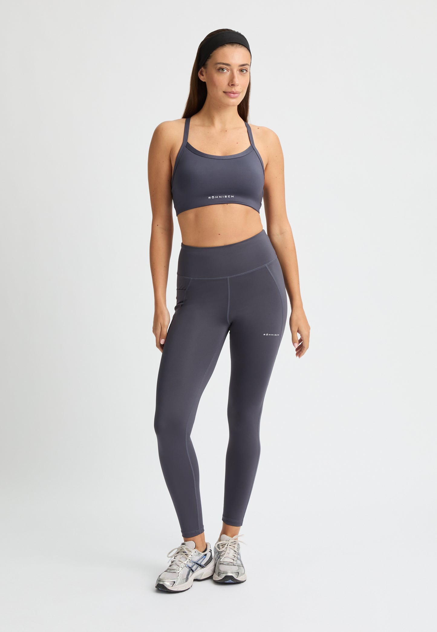 flattering high waist tights - dark grey plum