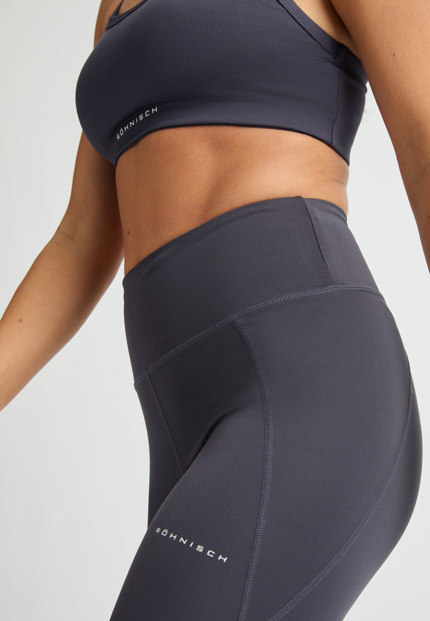 flattering high waist tights - dark grey plum