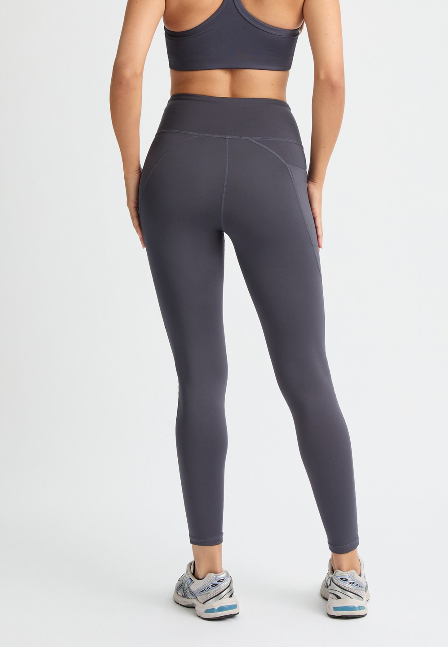 flattering high waist tights - dark grey plum