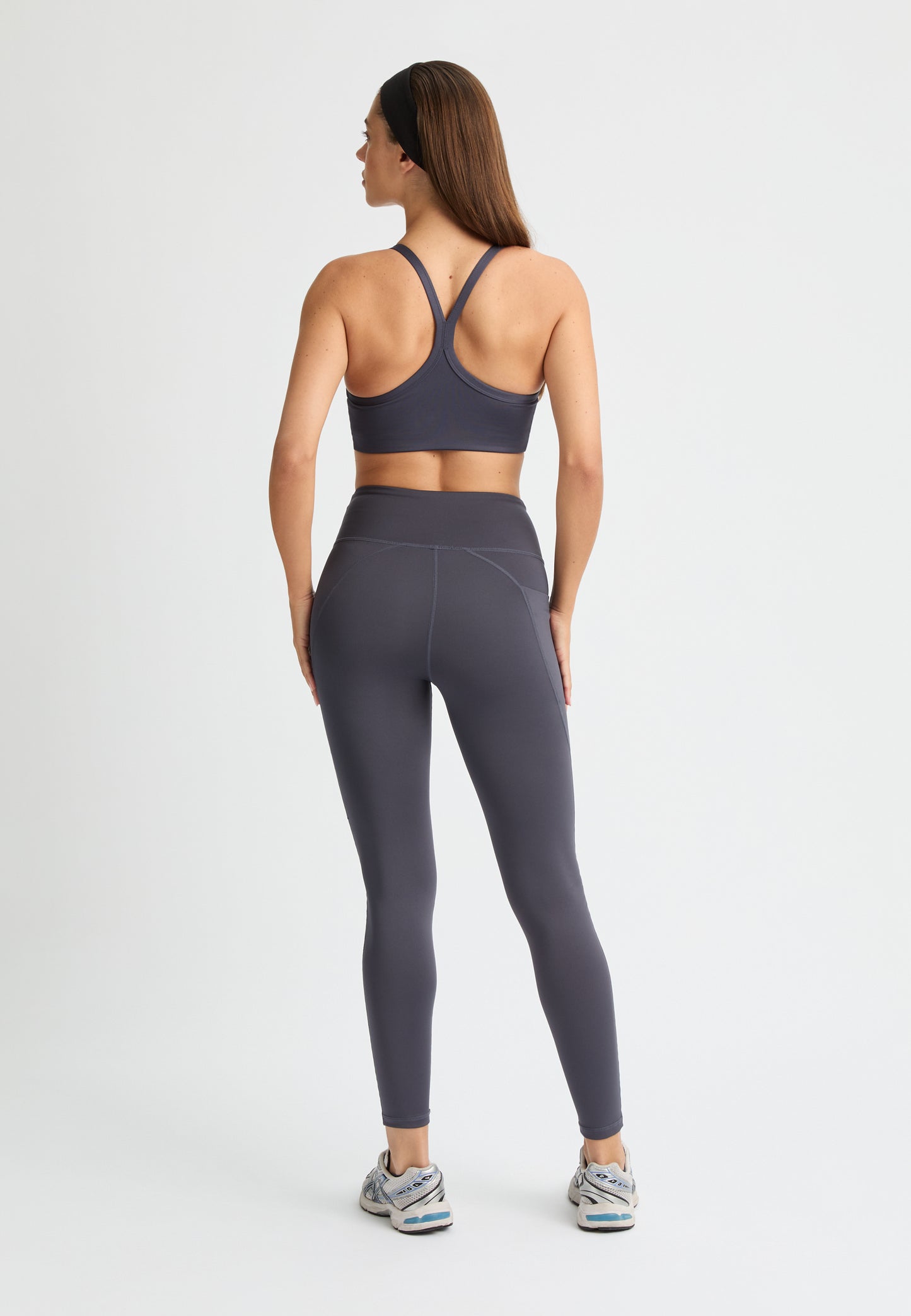 flattering high waist tights - dark grey plum