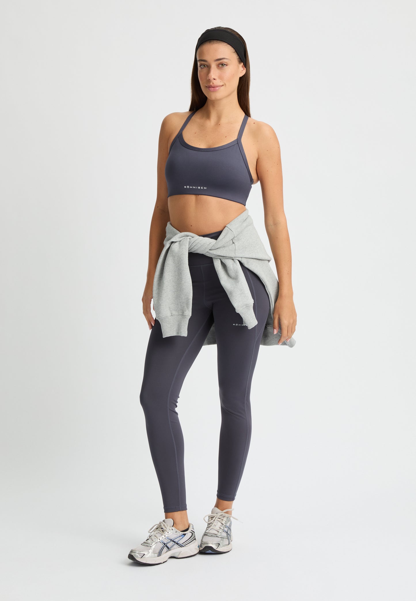 flattering high waist tights - dark grey plum