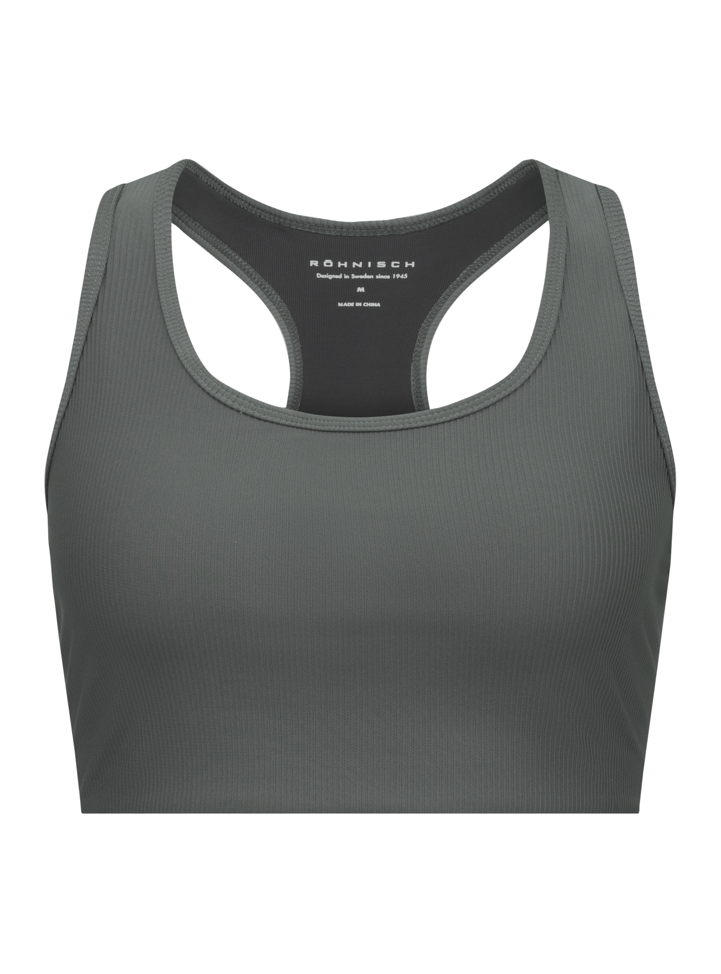 RIBBED SPORTS BRA - GUNMETAL