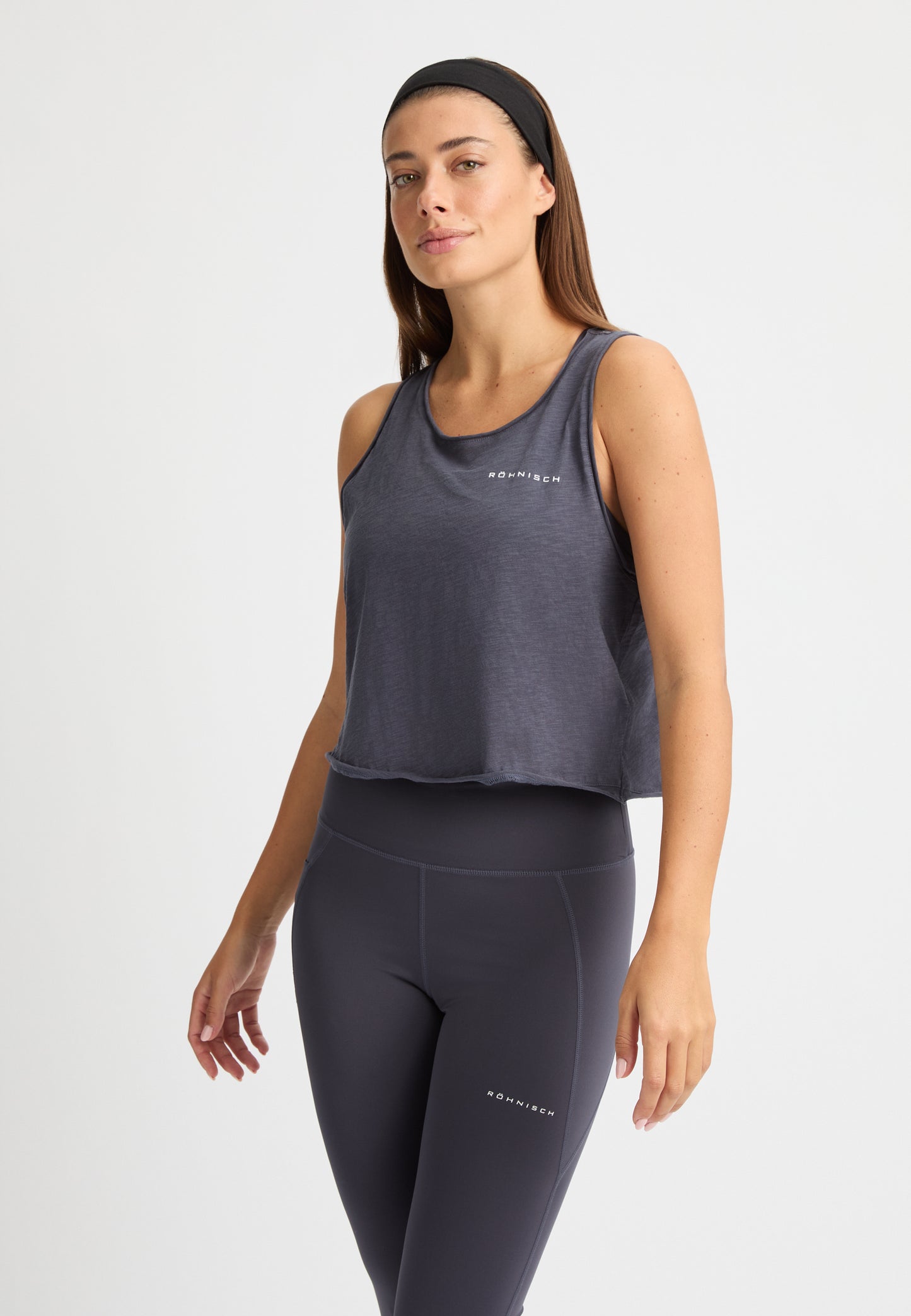 slub cropped tank - dark grey plum