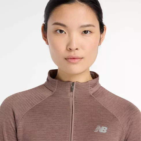ATHLETICS HEAT GRID HALF ZIP - HEATHER
