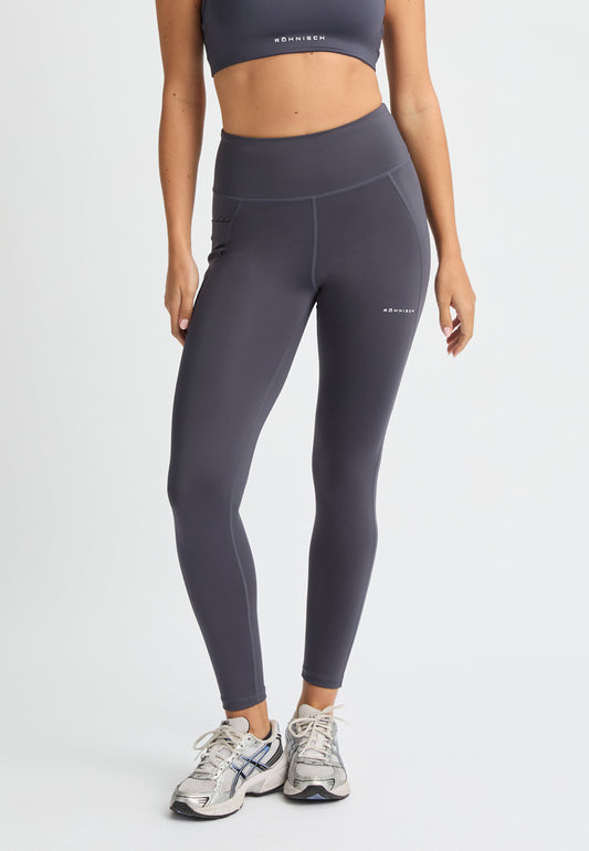 flattering high waist tights - dark grey plum