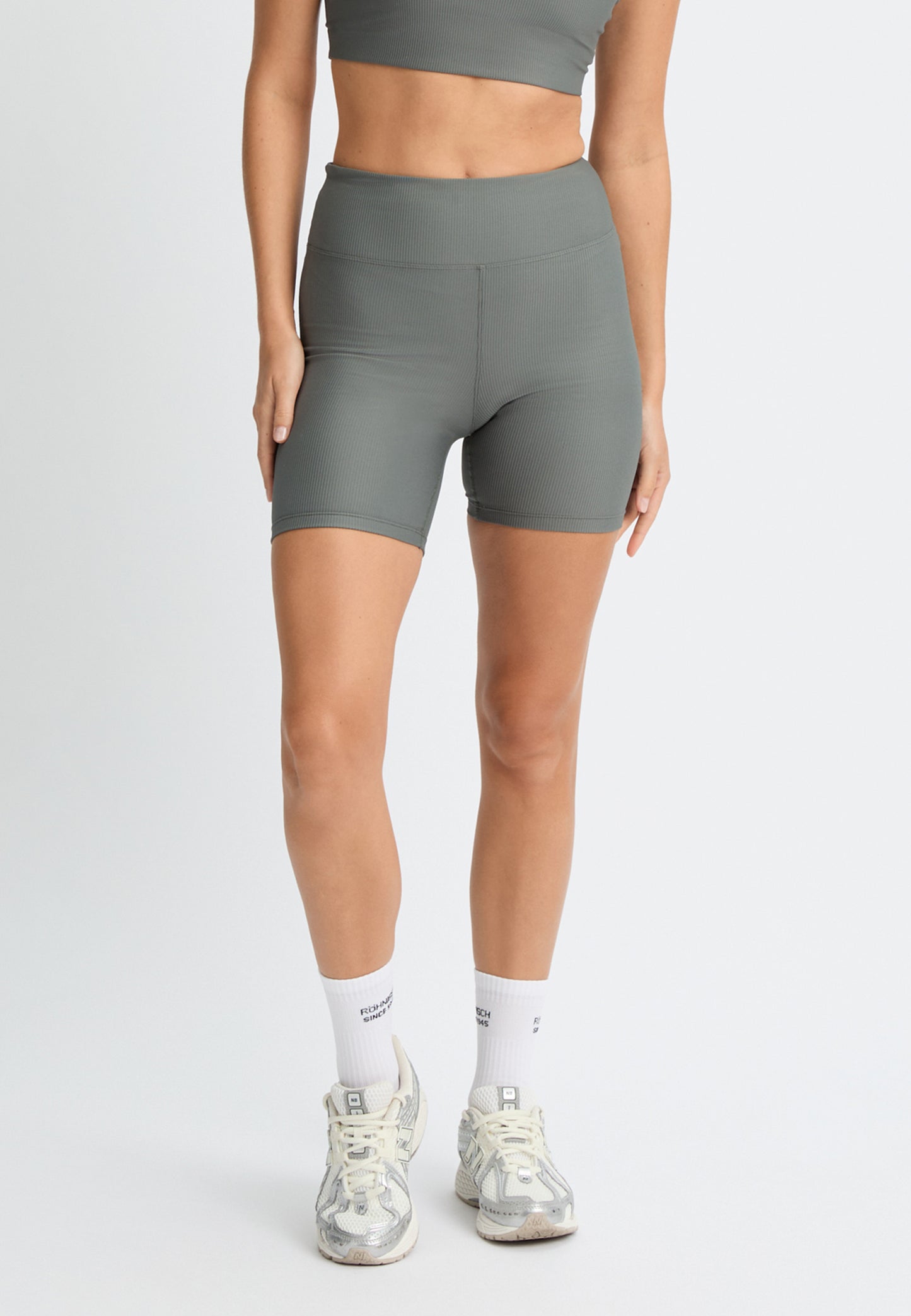 RIBBED BIKE TIGHTS - GUNMETAL
