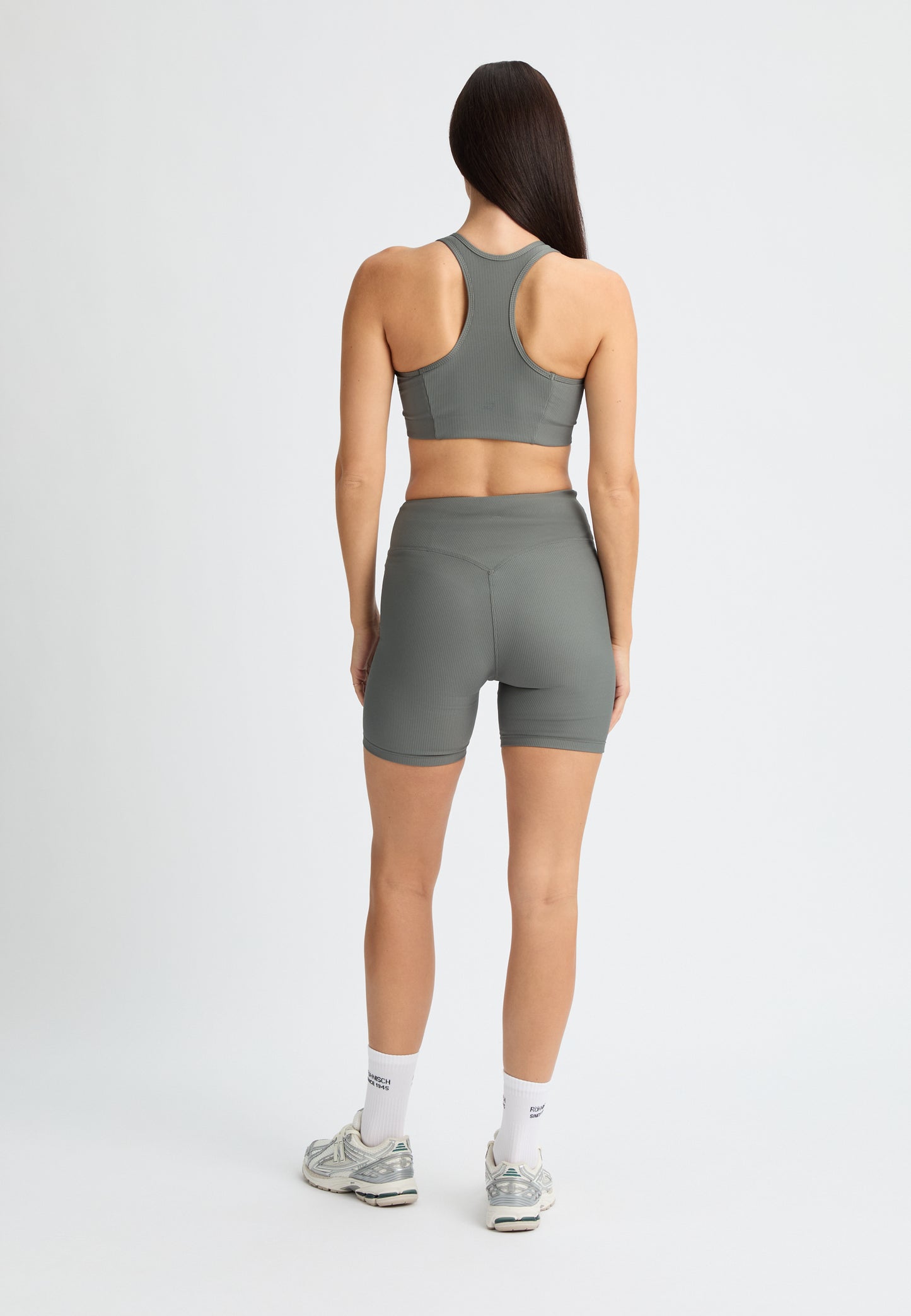 RIBBED BIKE TIGHTS - GUNMETAL