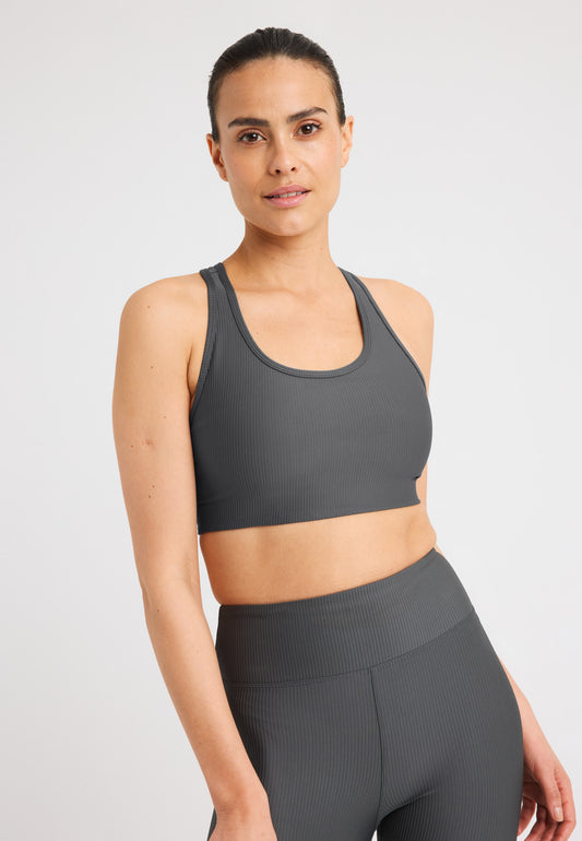 RIBBED SPORTS BRA - DARK SHADOW
