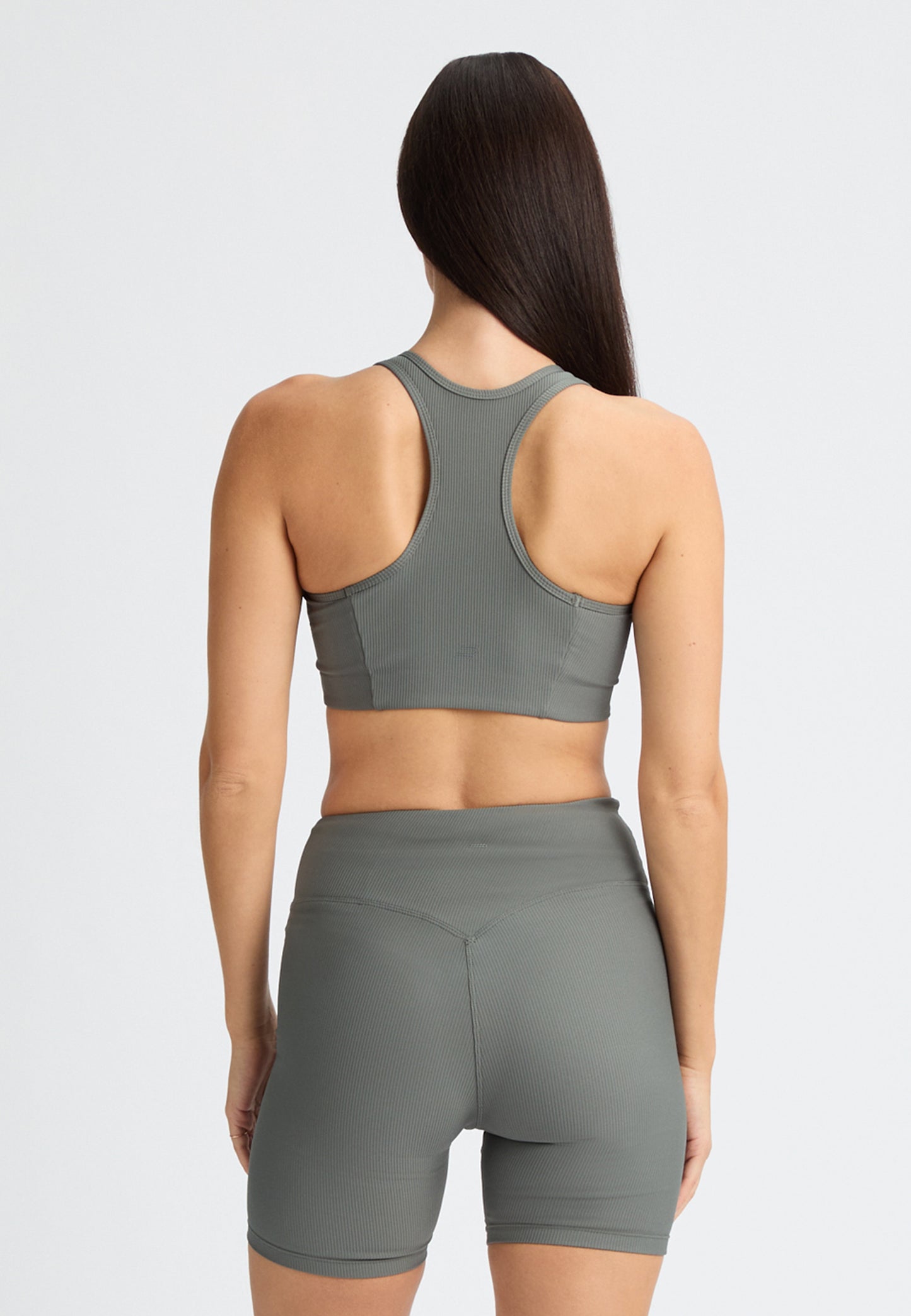 RIBBED SPORTS BRA - GUNMETAL