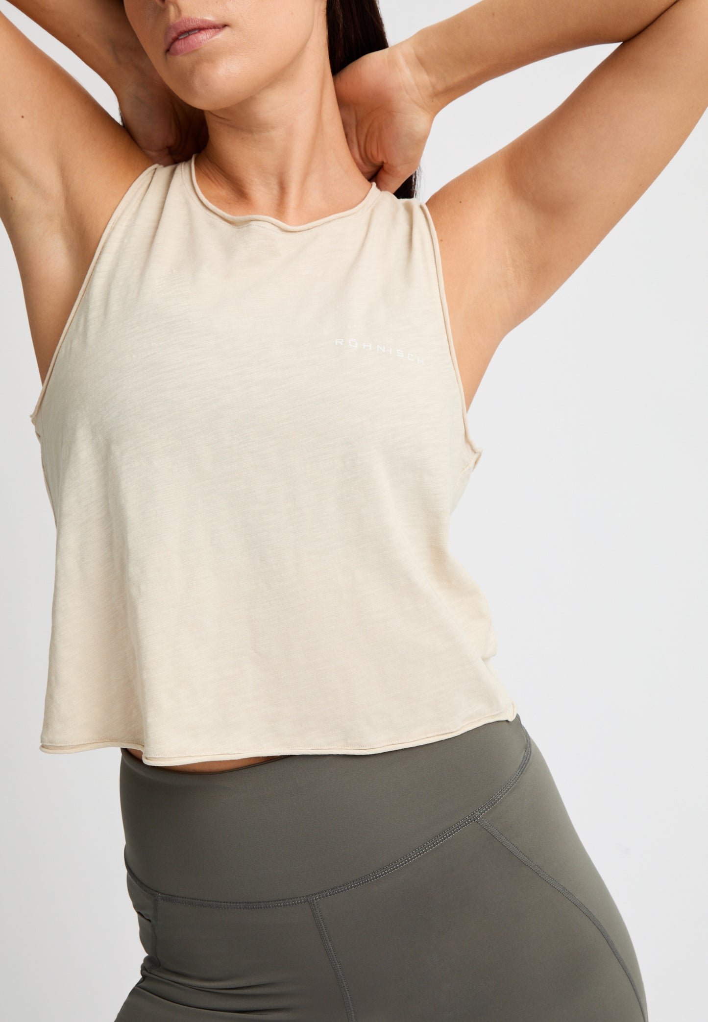 SLUB CROPPED TANK - BEIGE