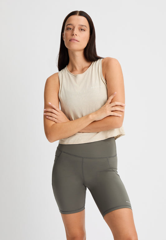 SLUB CROPPED TANK - BEIGE