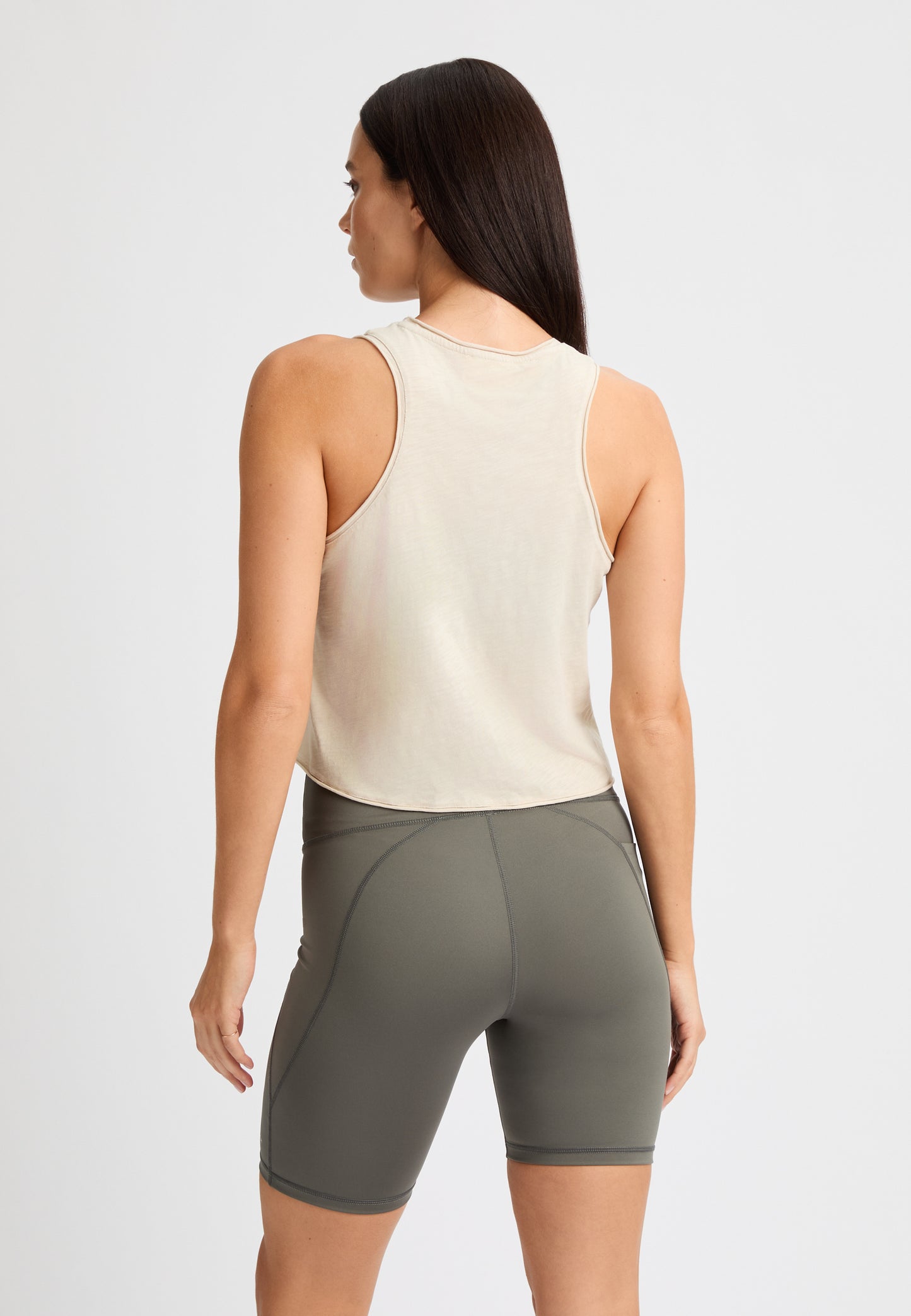 SLUB CROPPED TANK - BEIGE