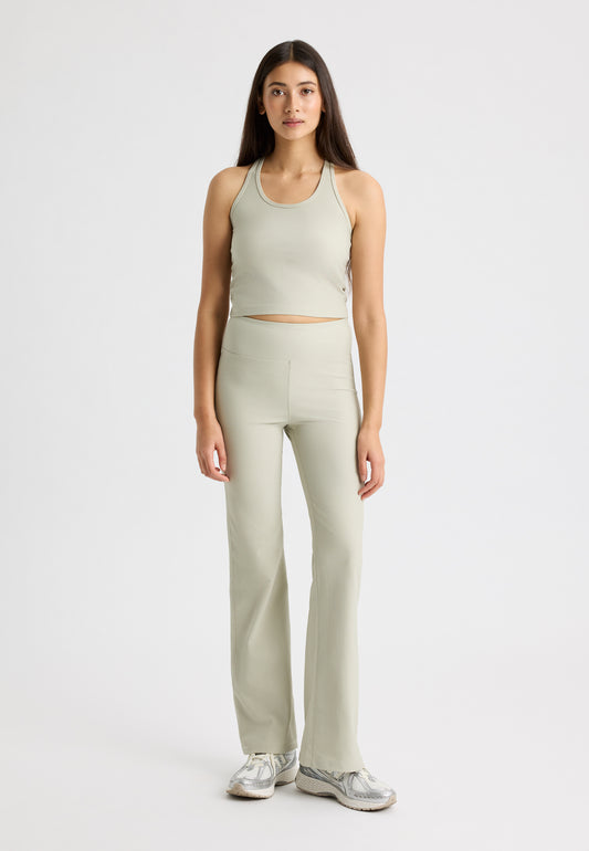 ribbed flare high waist tight - agate gray