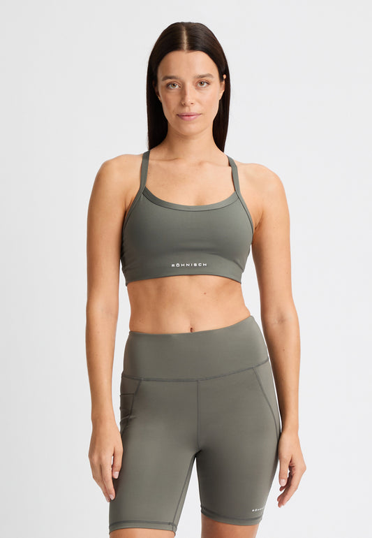 wide strap sports bra - gunmetal