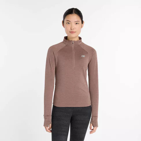 ATHLETICS HEAT GRID HALF ZIP - HEATHER