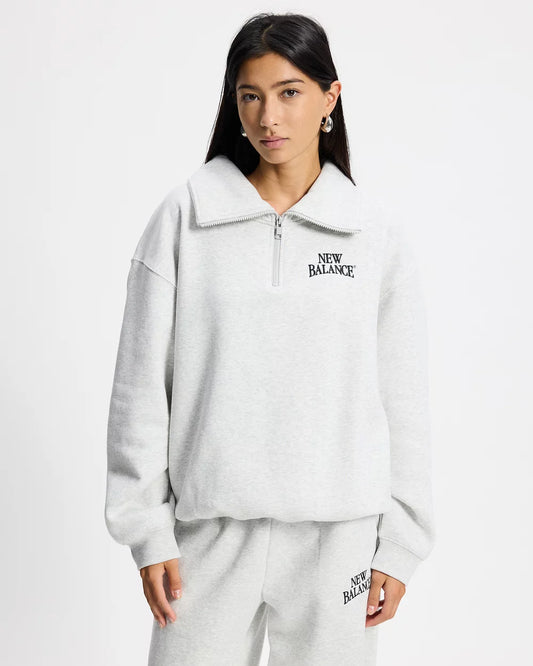 TRACKSIDE FLEECE HALF ZIP - ASH HEATHER