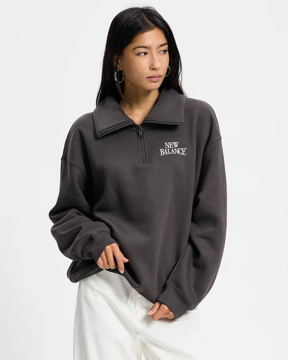 TRACKSIDE FLEECE HALF ZIP - FADED BLACK