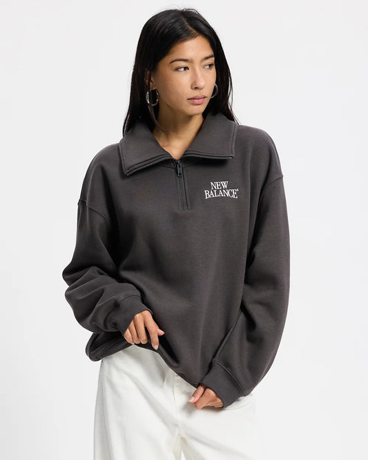 TRACKSIDE FLEECE HALF ZIP - FADED BLACK