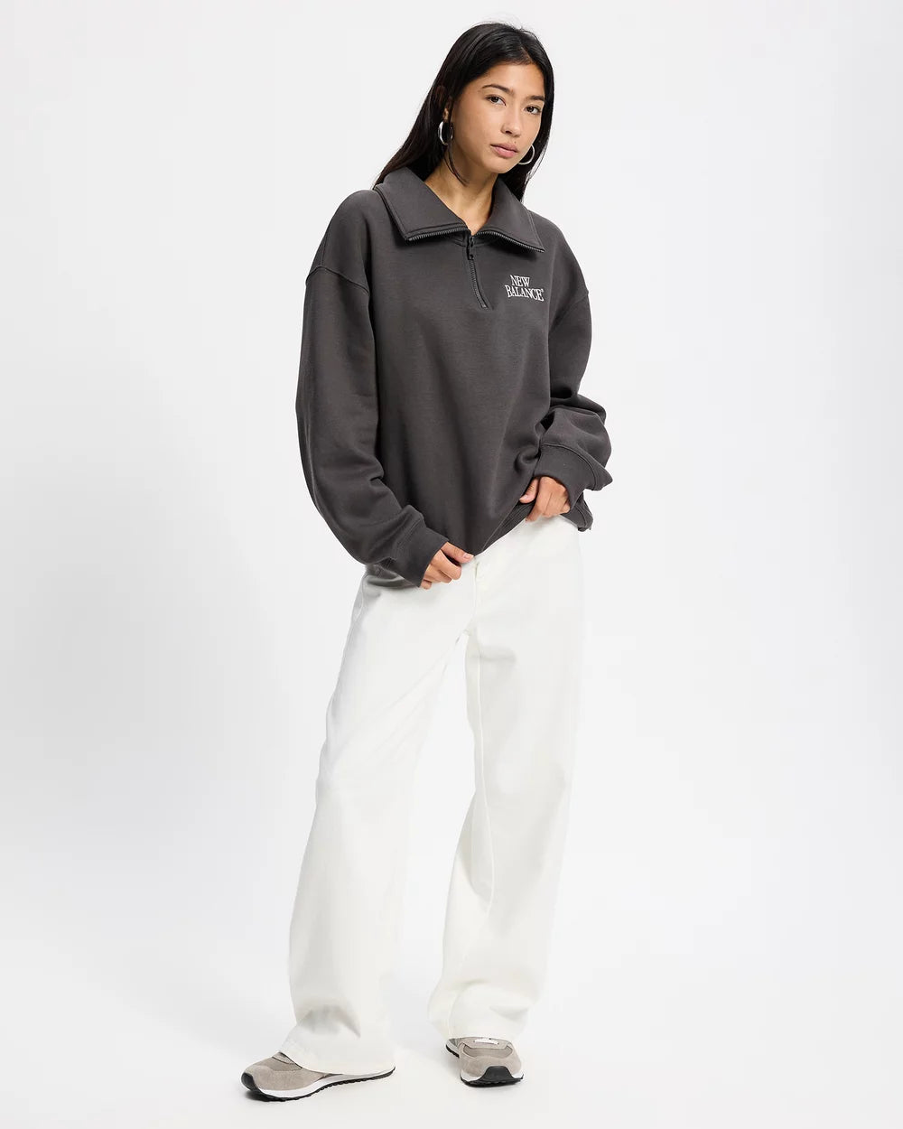 TRACKSIDE FLEECE HALF ZIP - FADED BLACK