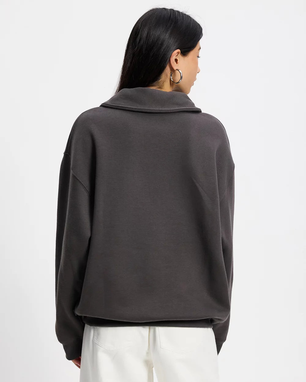 TRACKSIDE FLEECE HALF ZIP - FADED BLACK