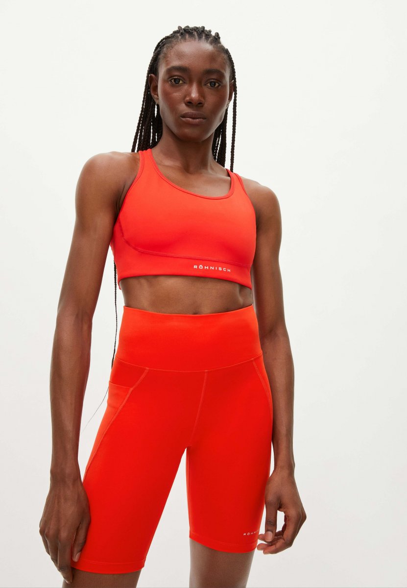 flattering bike tights - fiery red