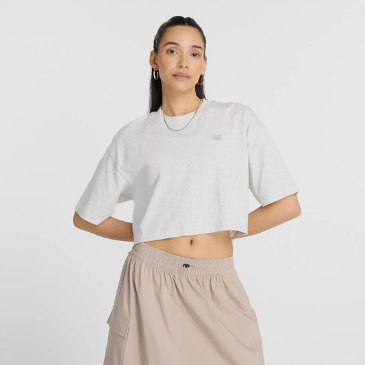 NEW BALANCE CROPPED T-SHIRT - ASH HEATHER